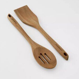 Cuisinart acacia natural wood wooden cooking utensils slotted spoon turner set
